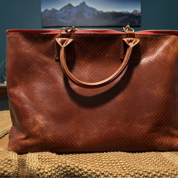 Blair Ritchey MINI HUGH PERFORATED CHESTNUT with POPPY ZIPPER Beautiful Leather - Picture 15 of 15